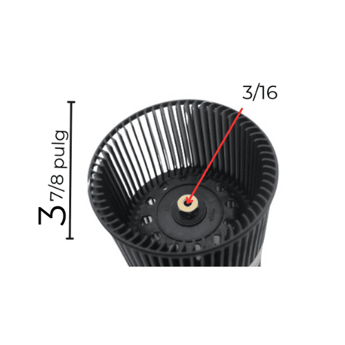 Turbina para Campana Modelo MCV60WS/MCV90WS Largo 5 1/8 Ancho 9 7/8 Flecha 3/16 CW Derecha- 09020700053