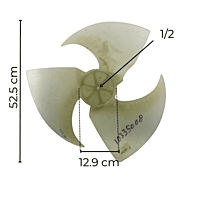 Aspa Para Minisplit, Condensador, Diámetro Exterior 52.5 Cm, Ancho 12.9 Cm, Flecha 1/2, derecha 3 Hojas - 10335008