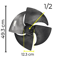 Aspa Para Minisplit Vertical Condensador 2 Toneladas Diámetro Exterior 49.3 Cm, Altura 12.3 Cm Flecha 1/2 Cm  Derecha 4 Hojas - 222401000038