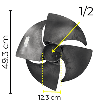 Aspa Para Minisplit Vertical Condensador 2 Toneladas Diámetro Exterior 49.3 Cm, Altura 12.3 Cm Flecha 1/2 Cm  Derecha 4 Hojas - 222401000038