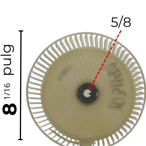 Turbina Para Unidad Ventana Mirage Largo 4 5/16 Ancho 8 1/16 Flecha 5/8 - 10311501