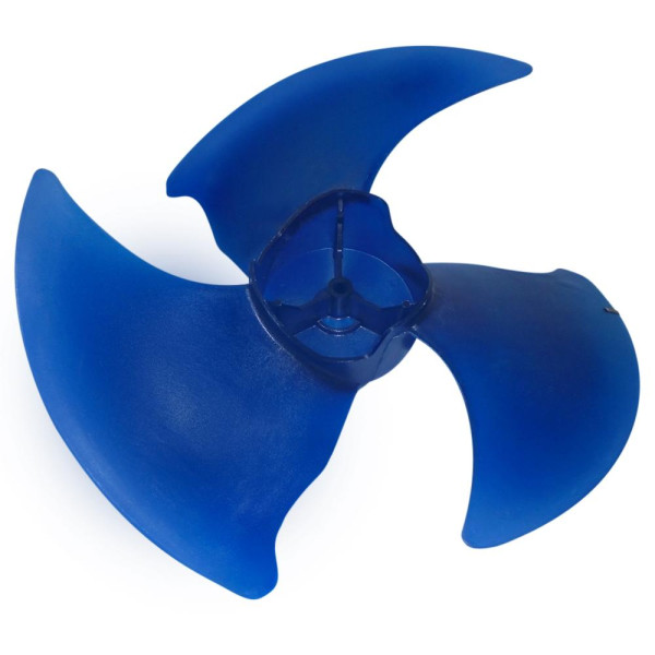 Aspa Condensador Para MiniSplit Mirage, 3 Hojas, Diametro: 38.7 cm, Centro: 11.1 cm, Flecha: 3/8, Azul - 12100105000080