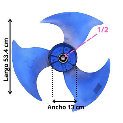 Aspa Condensadora Para MiniSplit Mirage, Diametro Externo 49cm, Centro 13cm, Flecha 1/2, 3 Hojas - 201100300527