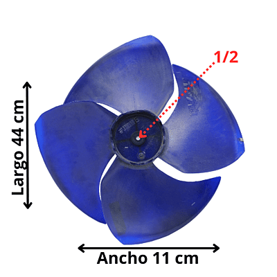 Aspa Para Minisplit Condensador Mirage, Diametro Externo 42Cm, Centro 11, Flecha 1/2, 4 Hojas - 1070030040