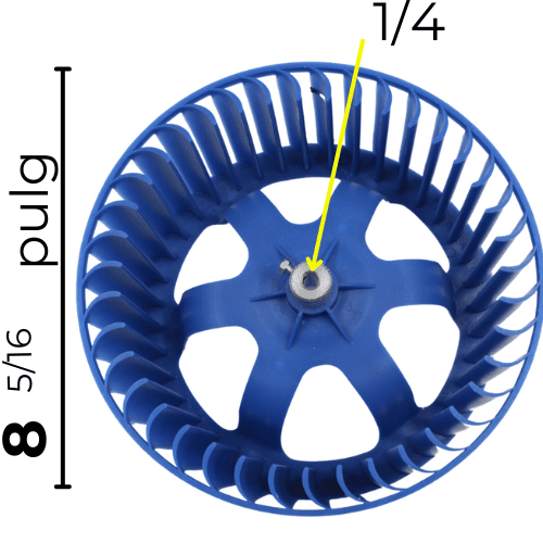 Turbina Evaporador Largo 3 3/4  Ancho 8 5/16 Flecha 5/16 CCW izquierda - numero de parte  12100103000099