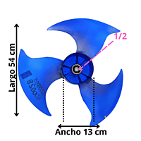 Aspa Condensador Para MiniSplit Mirage 2T Largo 54cm Ancho 13cm Flecha 1/2 3 Hojas - 12100105000028