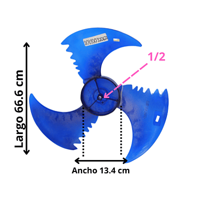 Aspa Condensador Para Minisplit Mirage, Diametro Externo 66.6 Cm, Centro 13.4, Flecha 1/2, 3 Hojas - 201100320622