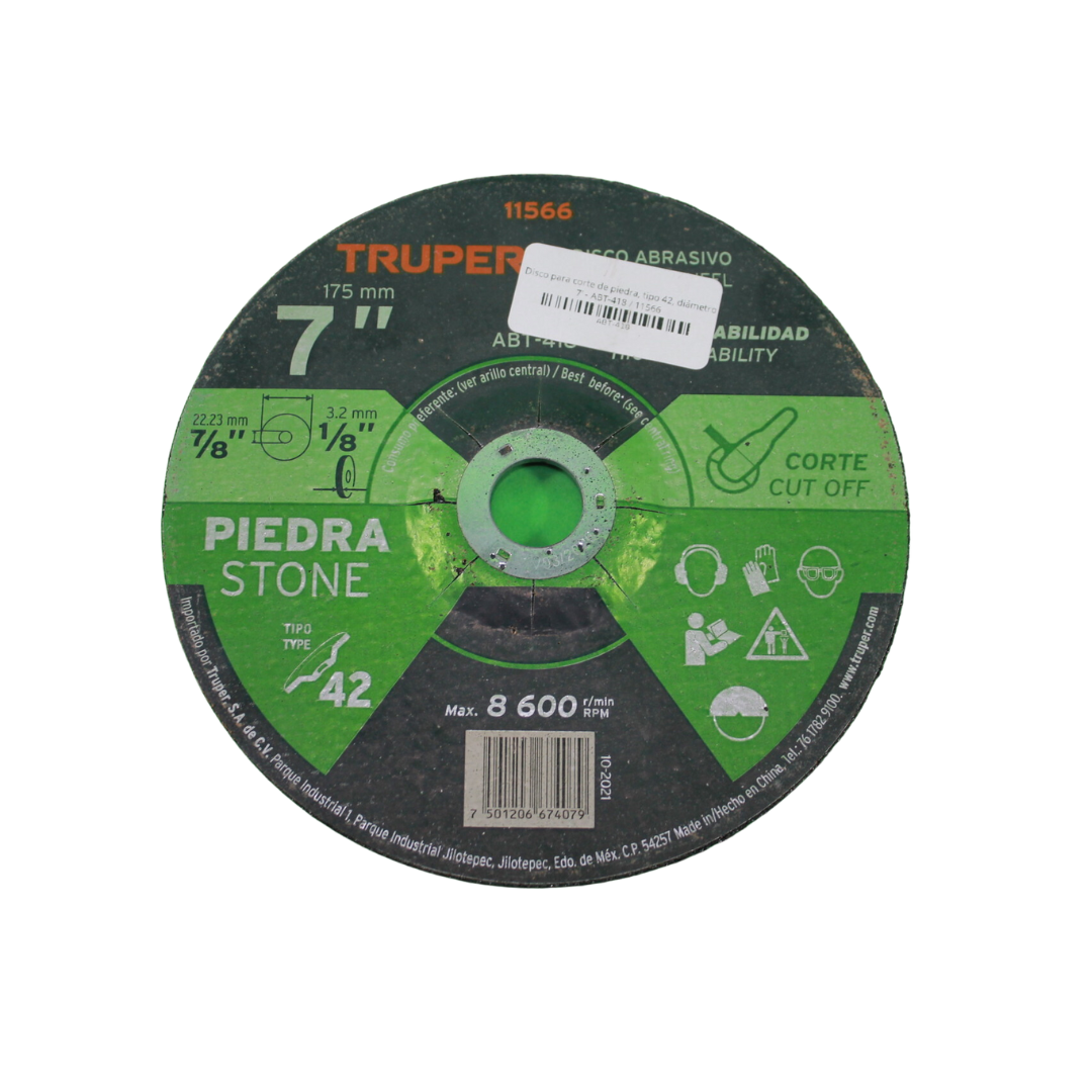 Disco para corte de piedra, tipo 42, diámetro 7' - ABT-418 / 11566