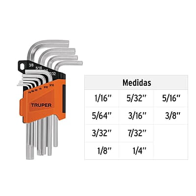Juego 10 llaves allen std punta hexagonal con organizador - ALL-10P / 15539