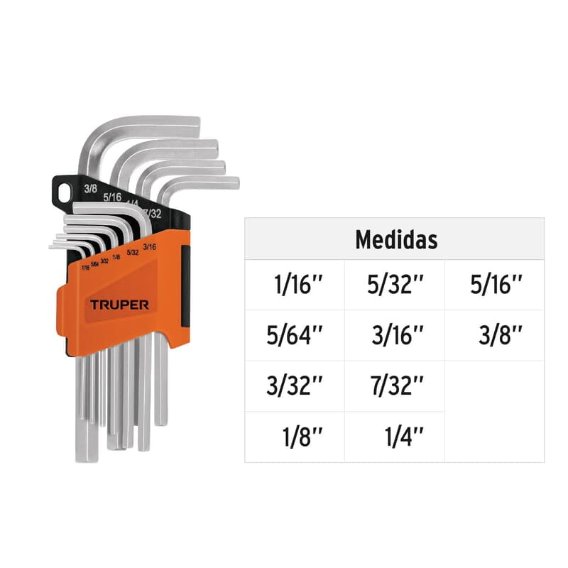 Juego 10 llaves allen std punta hexagonal con organizador - ALL-10P / 15539