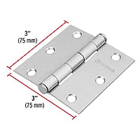 Bisagra cuadrada 3', acero cromo mate, plana - BC-303P / 43261