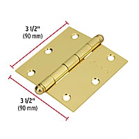 Bisagra cuadrada 3-1/2', acero latonado, redonda - BC-351R / 43233