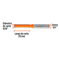 Broca para router, recta 2 filos, 1/4', larga - BROU-R2-1/4L / 11453