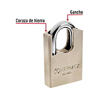 Candado de acero, máxima seguridad, 60mm, llave anti-ganzúa - CAI-60A / 43335