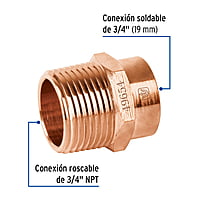 Conector de cobre, rosca exterior 3/4' - CC-612 / 49654