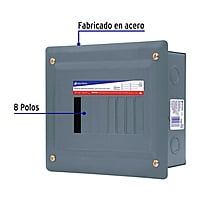 Centro de carga empotrable, 8 polos, Volteck - CCE-8 / 47333