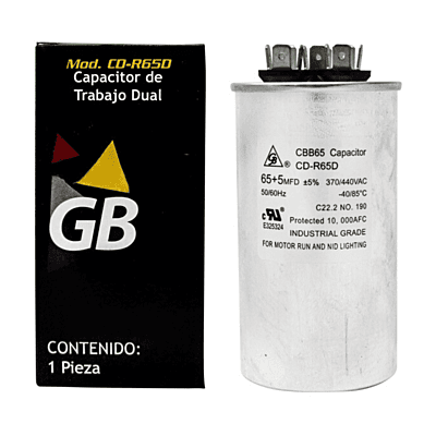 Capacitor Dual 45+5 Mfd 440 Vac"Gb" - Cd-R45D