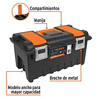 Caja Plastica 22' C/Compartimentos, Naranja, Broche Metalico - Cha-22S