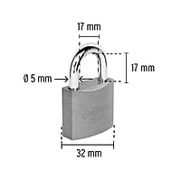 Candado de hierro, 32 mm, gancho corto, blister - CHB-32 / 43792