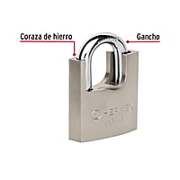 Candado de hierro con coraza, 70 mm, llave anti-ganzúa - CHR-70A / 43003