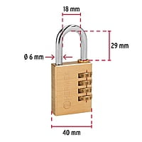 Candado de latón, 40mm de combinación, blister - CL-40C / 43348