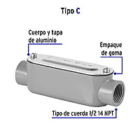 Condulet 1/2' conexión tipo C, Volteck - COLET-1/2-C / 46982