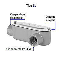 Condulet 1/2' conexión tipo LL, Volteck - COLET-1/2-LL / 46976