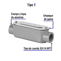 Condulet 3/4' conexión tipo T, Volteck - COLET-3/4-T / 46980