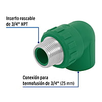 Codo 90° de PPR, 3/4', 25mm, macho - CV-512 / 49856