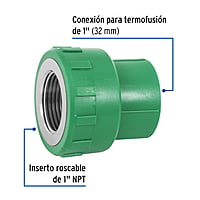 Conector de PPR, 1', 32mm, hembra - CV-603 / 49887