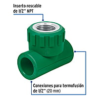 Tee de PPR, 1/2', 20mm, hembra - CV-701 / 49839