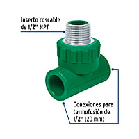 Tee de PPR, 1/2', 20mm, macho - CV-711 / 49838