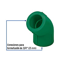 Codo 45° de PPR, 3/4', 25mm - CV-862 / 49868