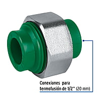 Tuerca unión de PPR, 1/2'x1/2', 20x20mm - CV-971 / 49810