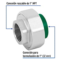 Tuerca unión mixta de PPR, 32mmx1' - CV-983 / 49818