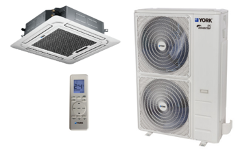 Set Minisplit York Tipo Cassette Inverter 1.5 Ton. 220/1/60 20 SEER Frio/Calor - YKKE18BZTMCMORX