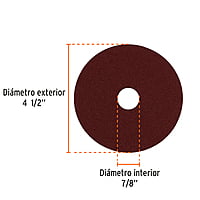 Disco de lija 4-1/2' con respaldo de fibra, grano 80 - DILF-480 / 100127