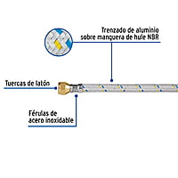 Manguera para gas, aluminio, 5/16' X 150 cm, Foset Basic - FGA-15NP / 23203