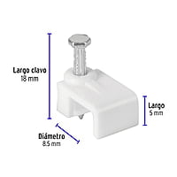 Bolsa con 500 grapas blancas de 5 X 8.5 mm para cable plano - GPL-8BG / 43045