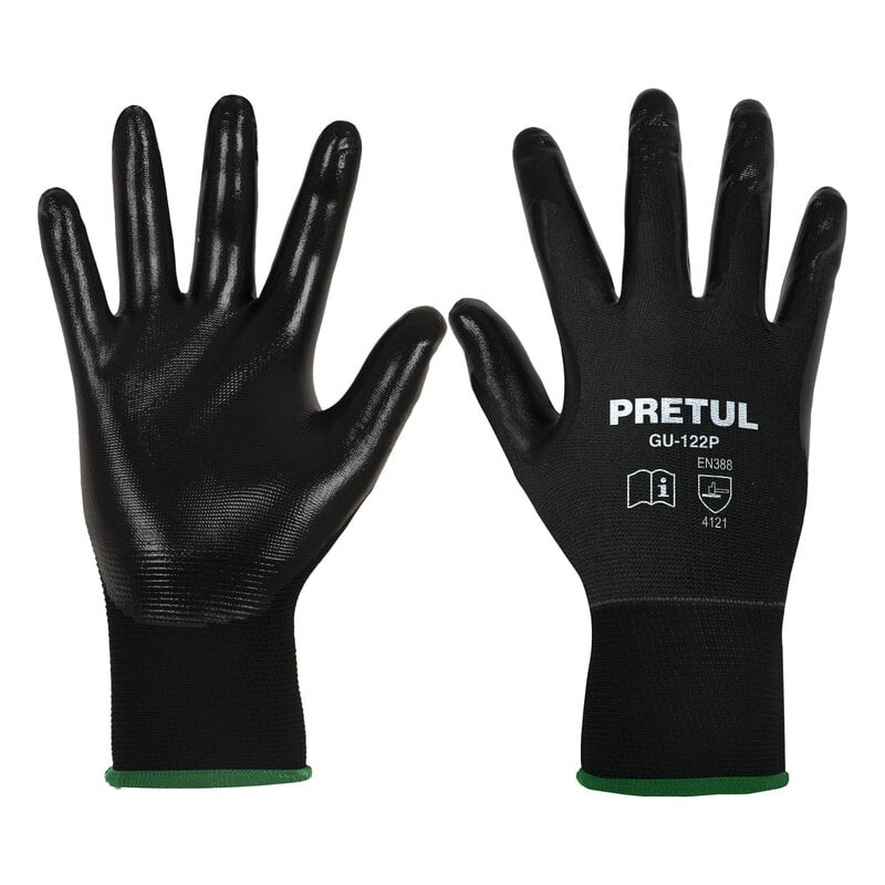 Guantes de nylon recubiertos de nitrilo, medianos,Pretul - GU-122P / 20027