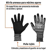 Guantes de nylon recubiertos de nitrilo arenoso, grandes - GU-133 / 17065