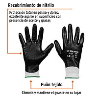 Guantes de poliéster con recubrimiento de nitrilo, grandes - GU-153 / 18027