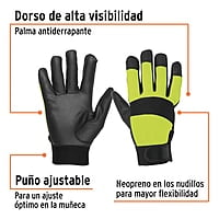 Guantes mecánico, alta visibilidad, palma poliuretano, verde - GU-645 / 13194