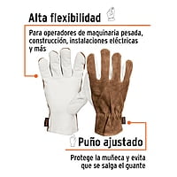 Guantes de piel de cabra con dorso de carnaza - GU-735 / 14288