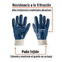 Guantes de algodón recubiertos de nitrilo, puño tejido - GU-835 / 15244