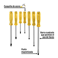 Juego de 7 desarmadores de impacto, Pretul - J-DIMP-7 / 21378