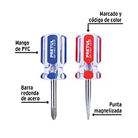 Juego desarmadores, tipo trompo, 2 piezas, PVC, Pretul - JDT-2TP / 21379