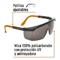 Lentes de seguridad ajustables, mica gris, Classic - LEN-2000N / 14213