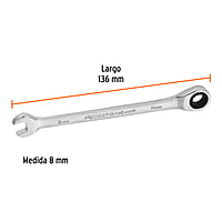 Llave combinada con matraca, 8 x 136 mm, Truper Expert - LL-2008MX / 15742