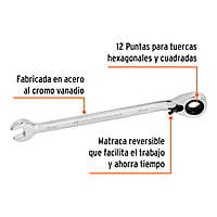 Llave combinada matraca reversible, 8x136 mm,Truper Expert - LL-2008MXR / 13656